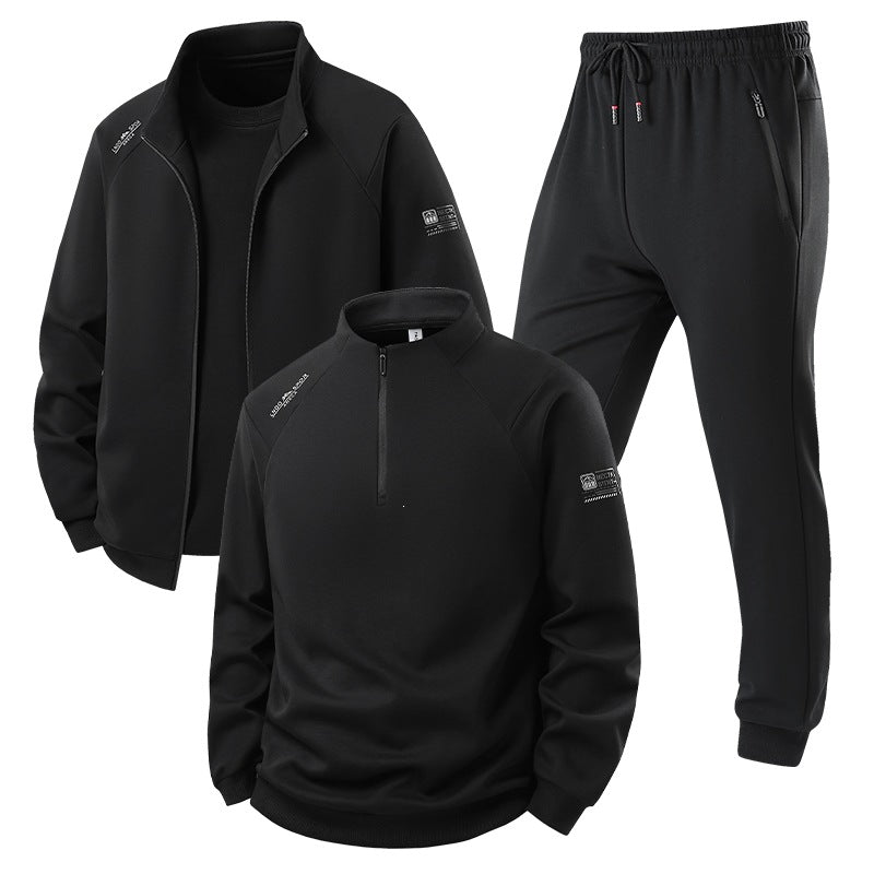 Herren Dreiteiliges Thermo-Trainingsset mit Halbzip-Pullover, Zip‑Jacke und Jogginghose Echoarchiv