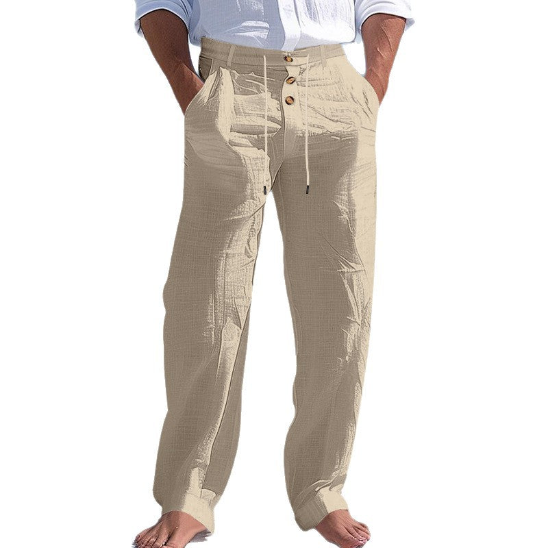 Herren lässige Strandhose mit elastischem Bund und Druckknopf Echoarchiv