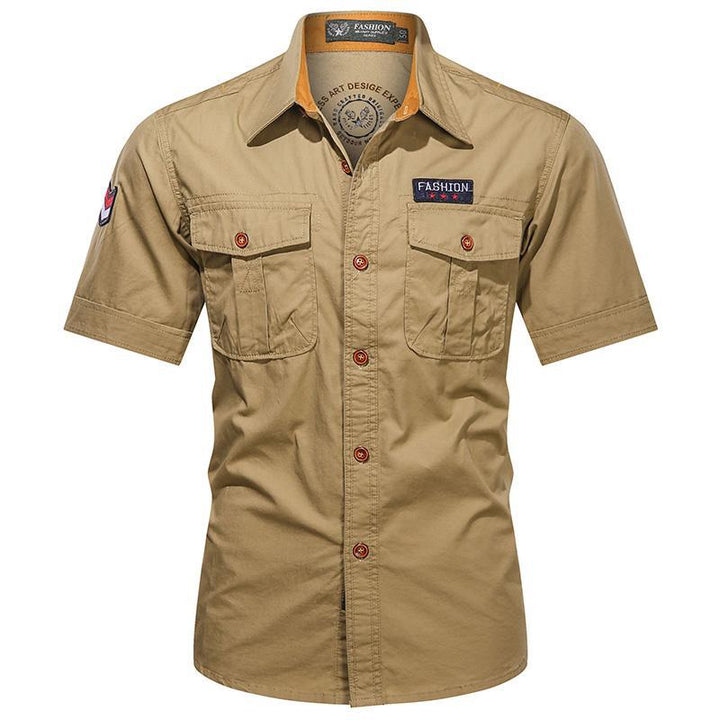 Men's utility long-sleeve cotton work shirt with dual chest pockets – Arvello