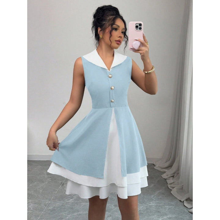 Damen Sommerkleid mit modischem Kragen und Knopfdetails Echo Archiv