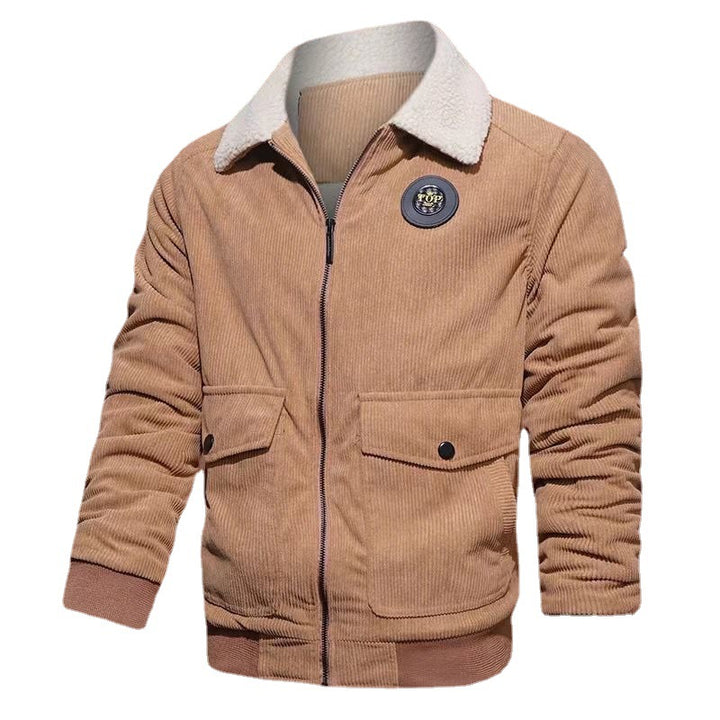 Herren Cord-Blouson mit Teddyfutter, Pattentaschen und Stehkragen Echoarchiv