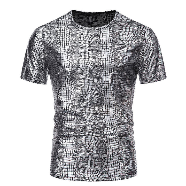 Herren Glamouröses Kurzarmpullover im Schlangenleder-Look Echoarchiv