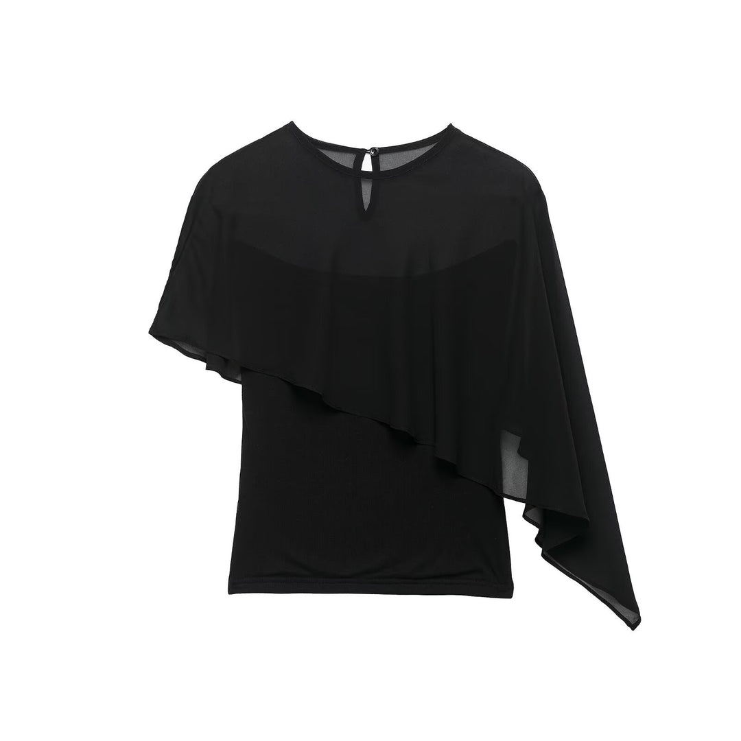 Damen Asymmetrisches Chiffon-Cape Top mit einseitiger Schulterpartie Echo Archiv