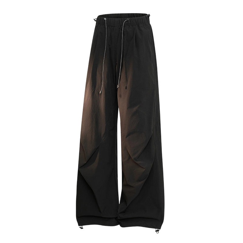 Damen Weite Palazzo-Hose mit Tunnelzugbund, drapierten Falten & verstellbarem Saum Echoarchiv