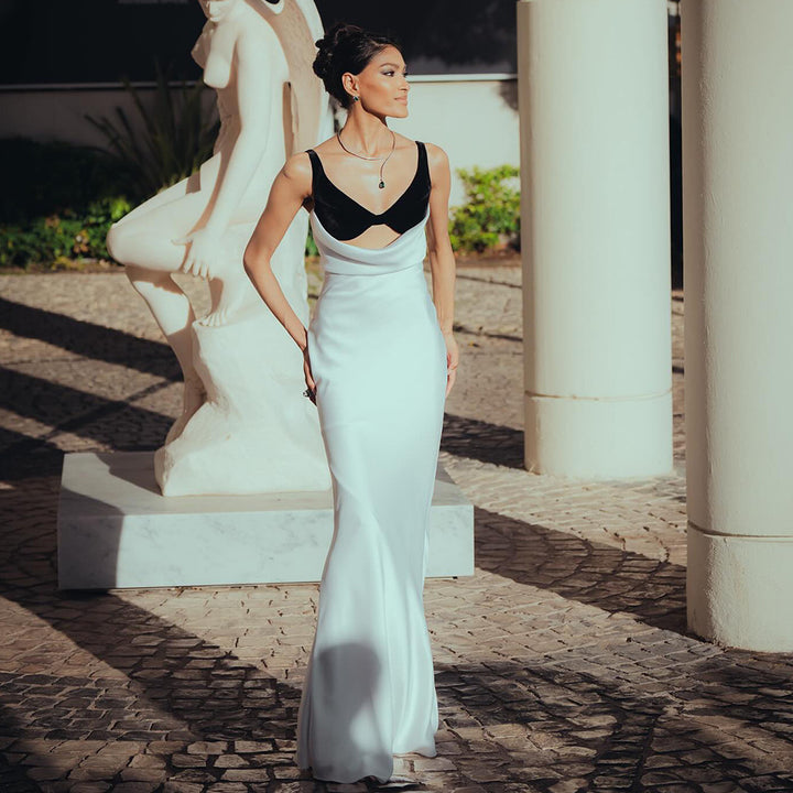 Damen Elegantes langes Kleid mit raffiniertem Bustier-Design und fließendem Rock Echo Archiv