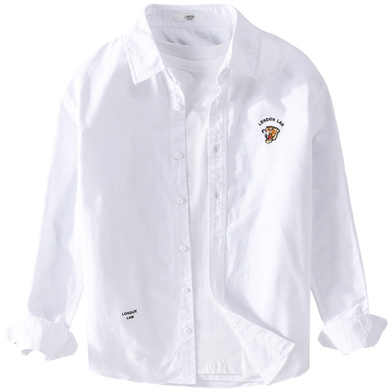 Herren Leichtes Baumwoll-Overshirt im Layering-Look mit Logostickerei und Kentkragen Echoarchiv