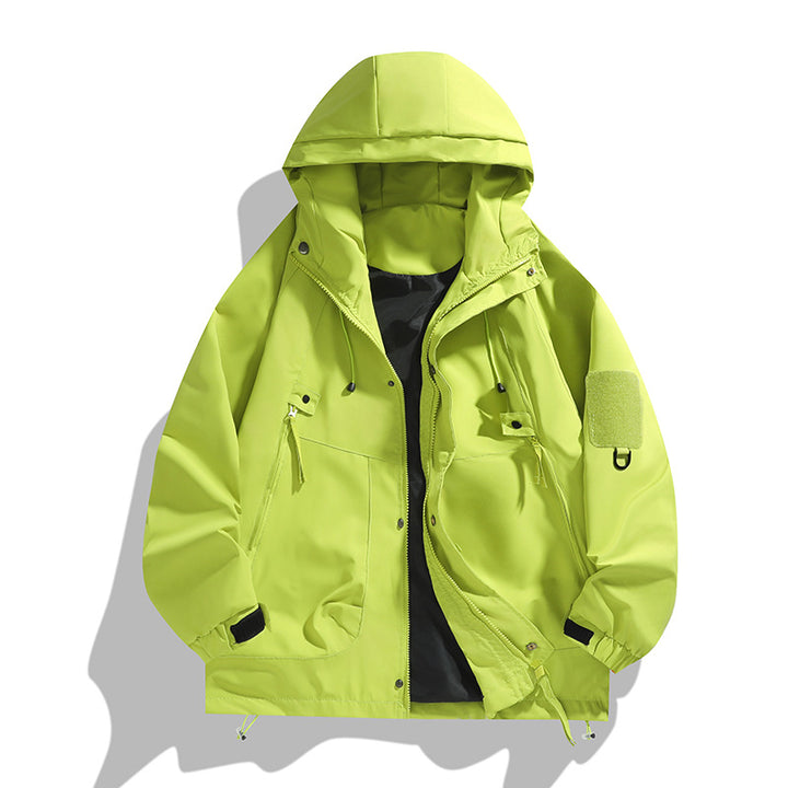 Herren atmungsaktiver Utility Hoodie-Jacke mit verdecktem Reißverschluss, Mehrzwecktaschen und verstellbaren Ärmelbündchen – Cavarno