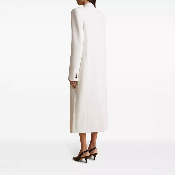 Damen Langes einreihiges Blazerkleid mit schlanker Silhouette und Pattentaschen Echoarchiv