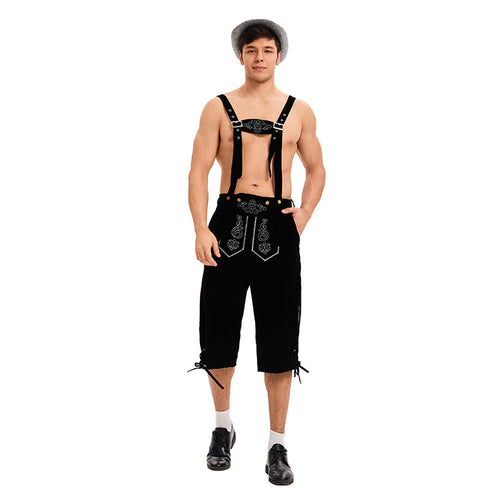 Herren nan bayerische Kurzhose mit verstellbaren Trägern und kunstvoller Stickerei Echo Archiv