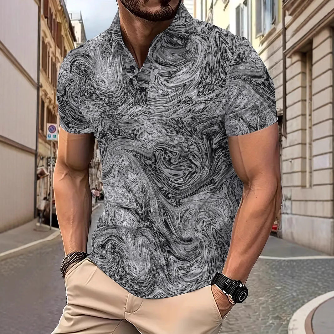 Herren Kurzarm Poloshirt mit innovativem Wellenmuster Echoarchiv