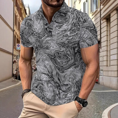 Herren Kurzarm Poloshirt mit innovativem Wellenmuster Echoarchiv