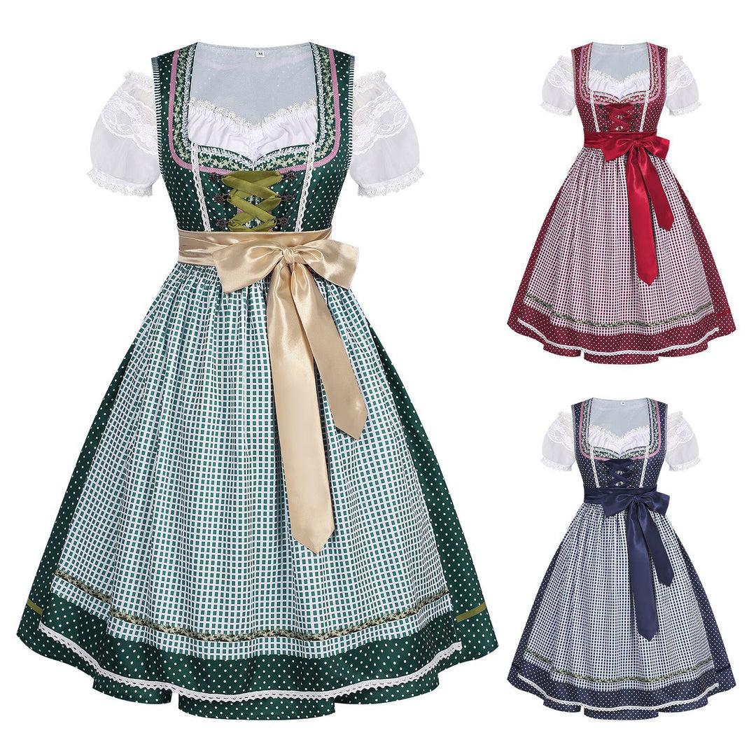 Damen nan traditionelles Trachten-Dirndl mit geschnürter Corsage, Spitzenärmeln und schwingendem Tellerrock Echo Archiv