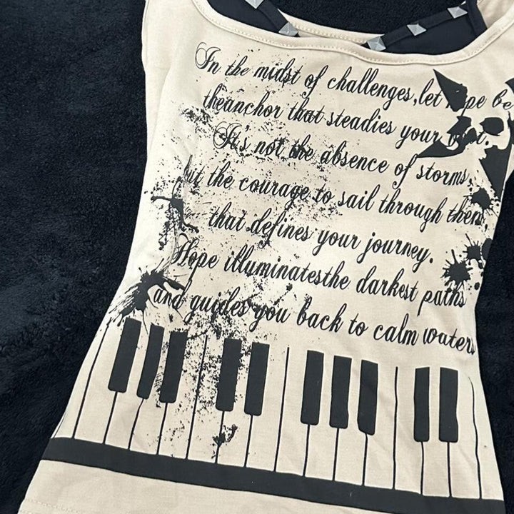 Damen musikalisches Graphic-Tanktop mit einzigartigem Schnitt Echo Archiv