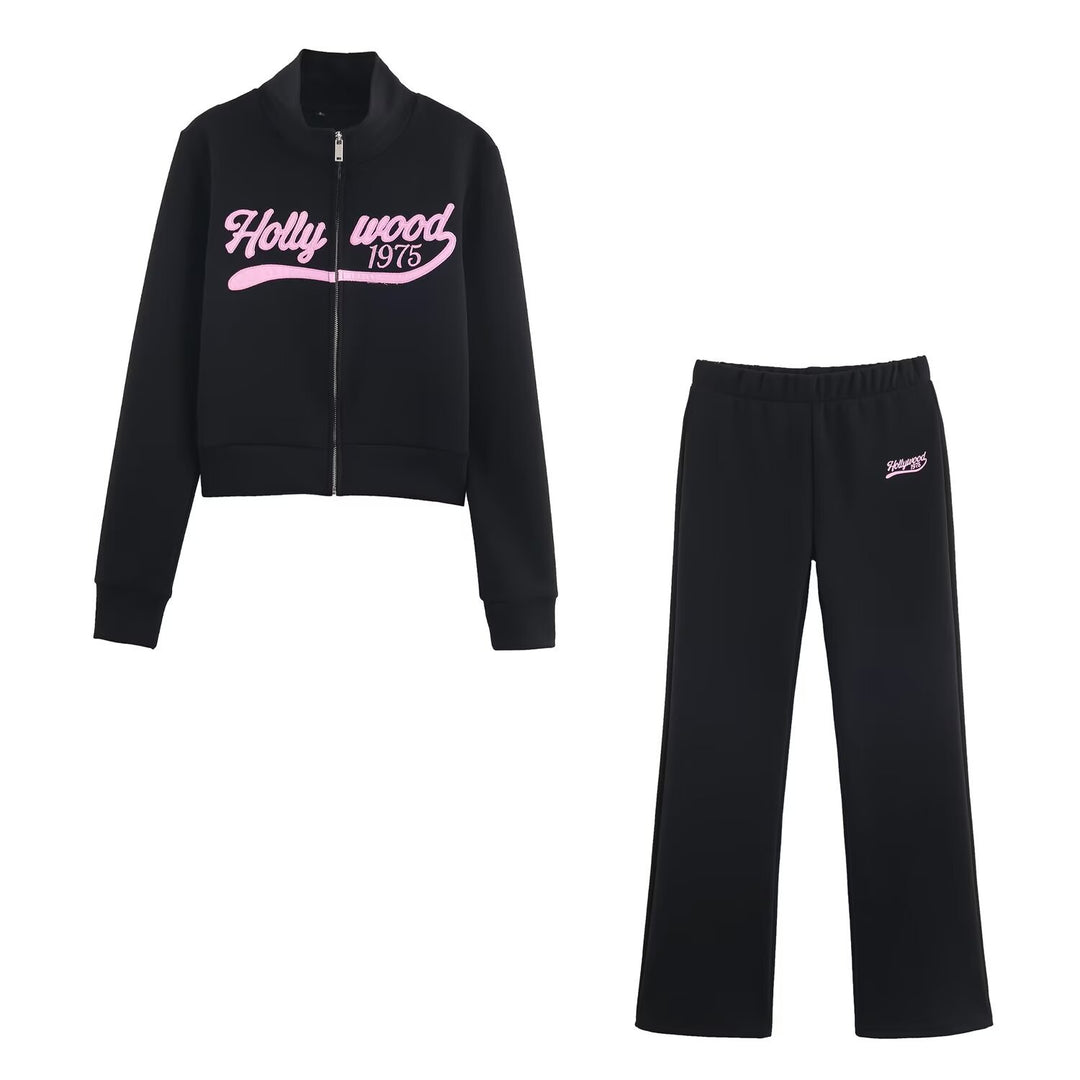 Damen Locker geschnittene Jersey-Freizeithose mit weitem Bein, elastischem Bund und Retro-Logo Echoarchiv