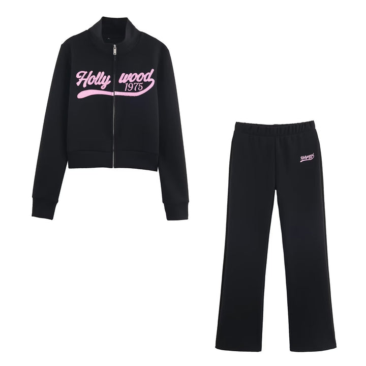 Damen Locker geschnittene Jersey-Freizeithose mit weitem Bein, elastischem Bund und Retro-Logo Echoarchiv