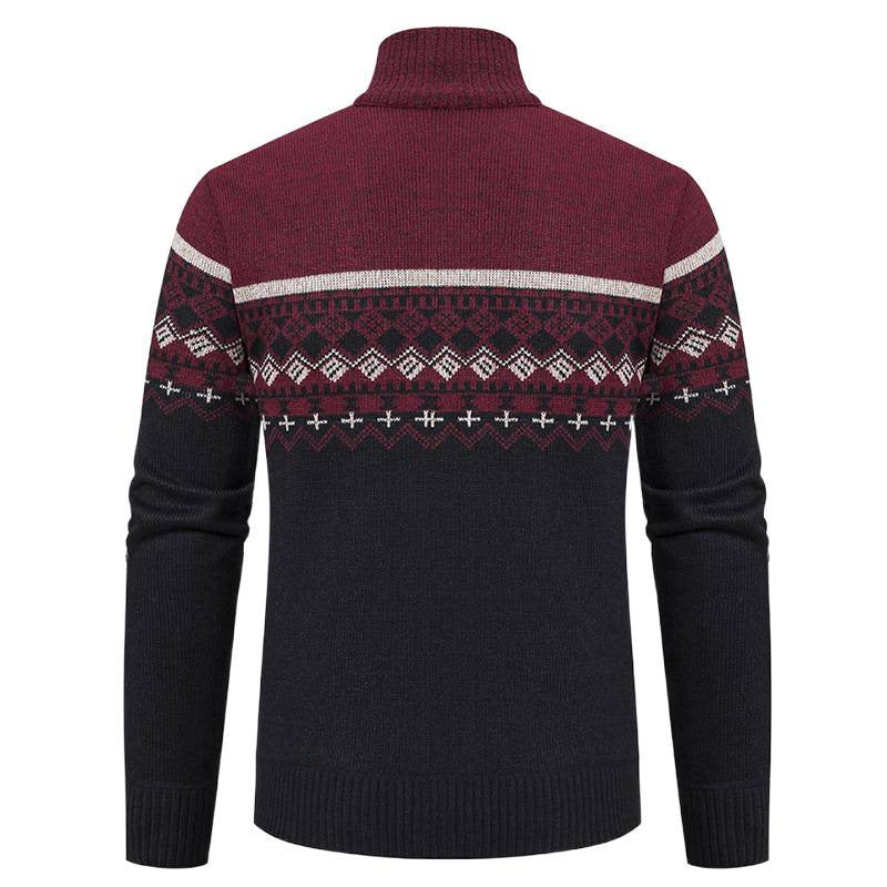 Herren Strickjacke mit Stehkragen und Norweger-Muster Echoarchiv
