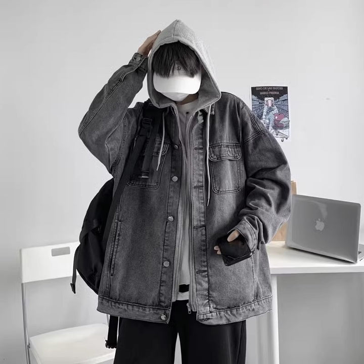 Herren Lässige Overshirt-Jacke mit Kapuze Echoarchiv