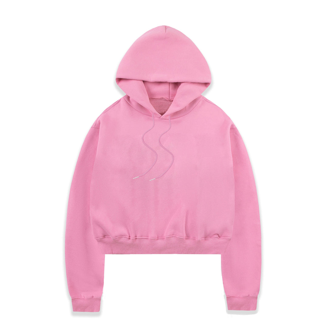 Damen nan cropped Kapuzenpullover mit weichem Fleece‑Innenfutter und elastischem Rippbund Echo Archiv