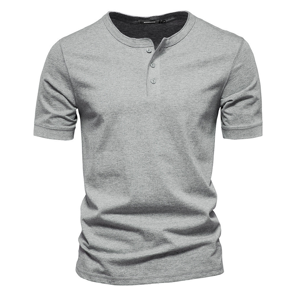 Herren nan schmal geschnittenes Kurzarmshirt mit kurzer Knopfleiste und geripptem Kragen aus Baumwollmix Echo Archiv