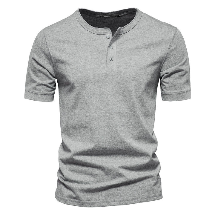Herren nan schmal geschnittenes Kurzarmshirt mit kurzer Knopfleiste und geripptem Kragen aus Baumwollmix Echo Archiv