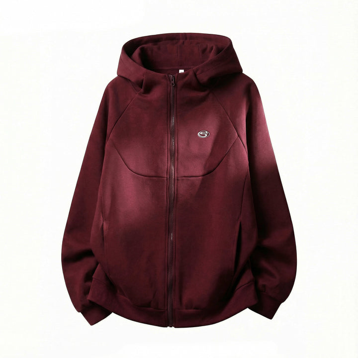 Unisex Oversize Kapuzen-Sweatjacke mit Reißverschluss und wattierter Struktur Echo Archiv