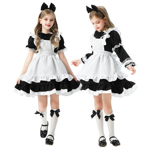 Mädchen verspieltes Dienstmädchenkleid mit Rüschendetails Echo Archiv