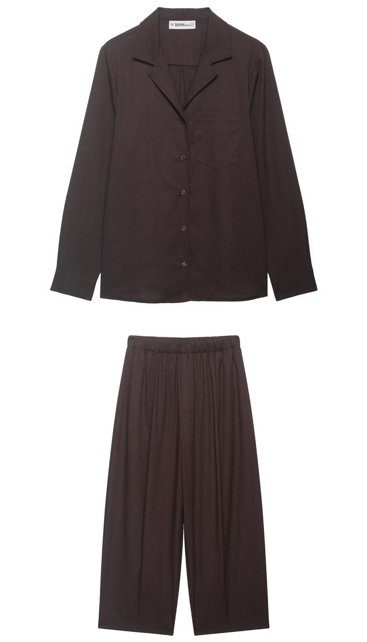 Damen Zweiteiliges Lounge‑Set mit Hemdoberteil und weiter Culotte mit Elastikbund Echo Archiv