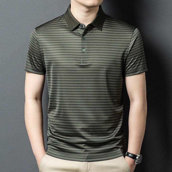 Herren Kurzarm Poloshirt mit innovativem Streifenmuster und atmungsaktiver Technologie Echoarchiv