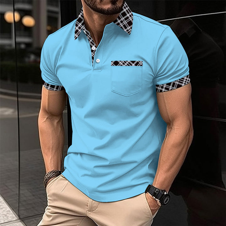 Herren Poloshirt mit modernem Karomuster und stilvollen Akzenten Echoarchiv