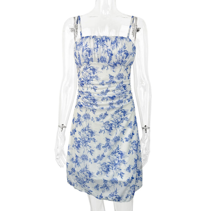 Damen Sommerliches Blumenkleid mit Spaghetti-Trägern und Raffungen Echo Archiv