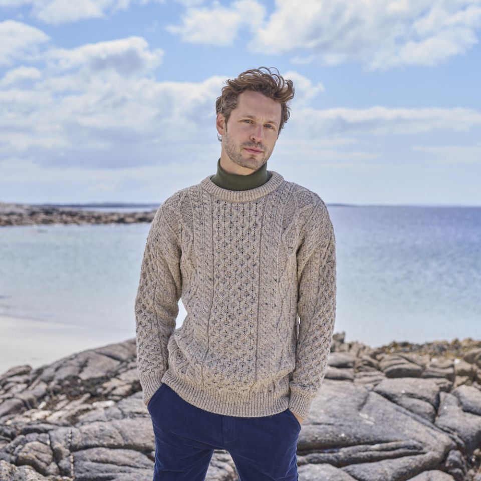 Herren Modischer Strickpullover mit Zopfmuster – Norvane