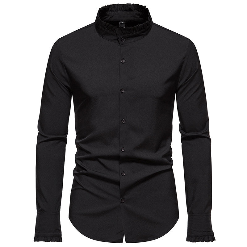 Herren Langarmhemd mit modischem Stehkragen und eleganten Details Echoarchiv