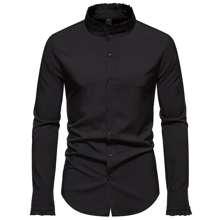 Herren Langarmhemd mit modischem Stehkragen und eleganten Details Echoarchiv