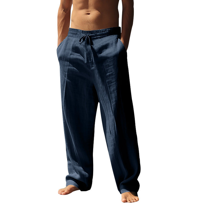 Herren lässige Leinen-Hose mit elastischem Bund Echoarchiv