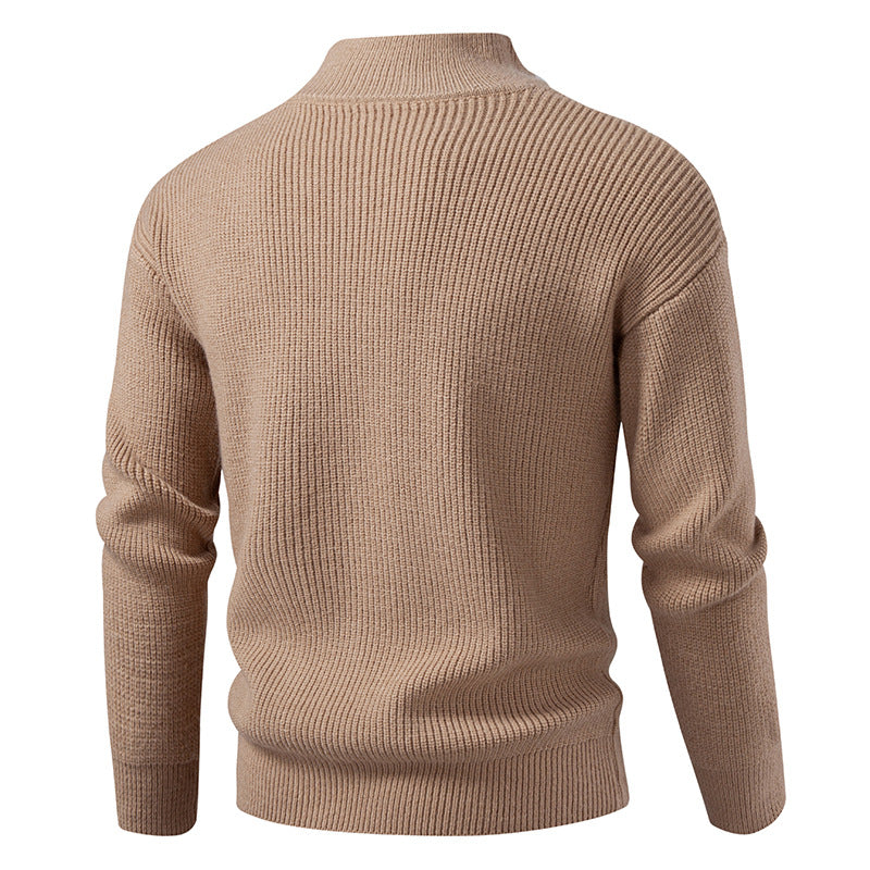 Herren Grobgerippter Zip-Cardigan mit hohem Schlauchkragen und verdeckter Naht Echo Archiv