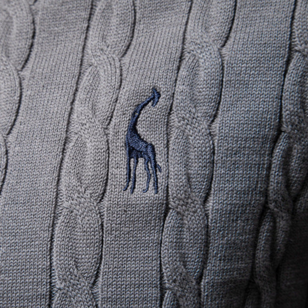 Herren Strickpullover mit Zopfmuster und Rundhalsausschnitt – Norvane