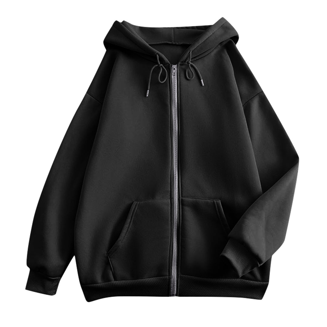Damen extrabreite Zip-Kapuzenjacke mit weichem Fleecefutter, Kängurutaschen und gerippten Bündchen – Célinea