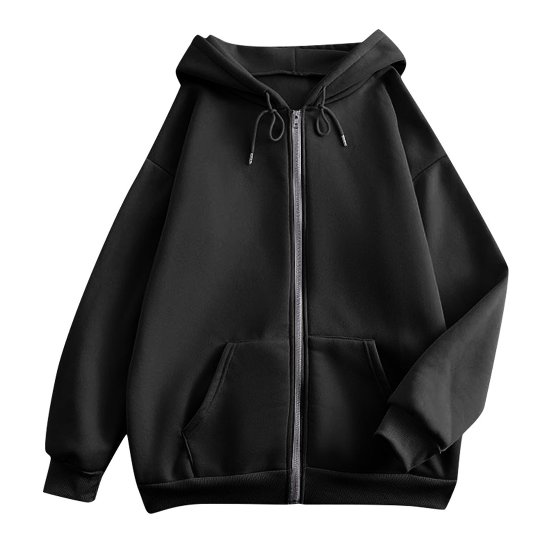 Damen extrabreite Zip-Kapuzenjacke mit weichem Fleecefutter, Kängurutaschen und gerippten Bündchen – Célinea