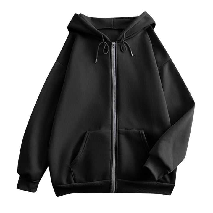 Damen extrabreite Zip-Kapuzenjacke mit weichem Fleecefutter, Kängurutaschen und gerippten Bündchen – Célinea