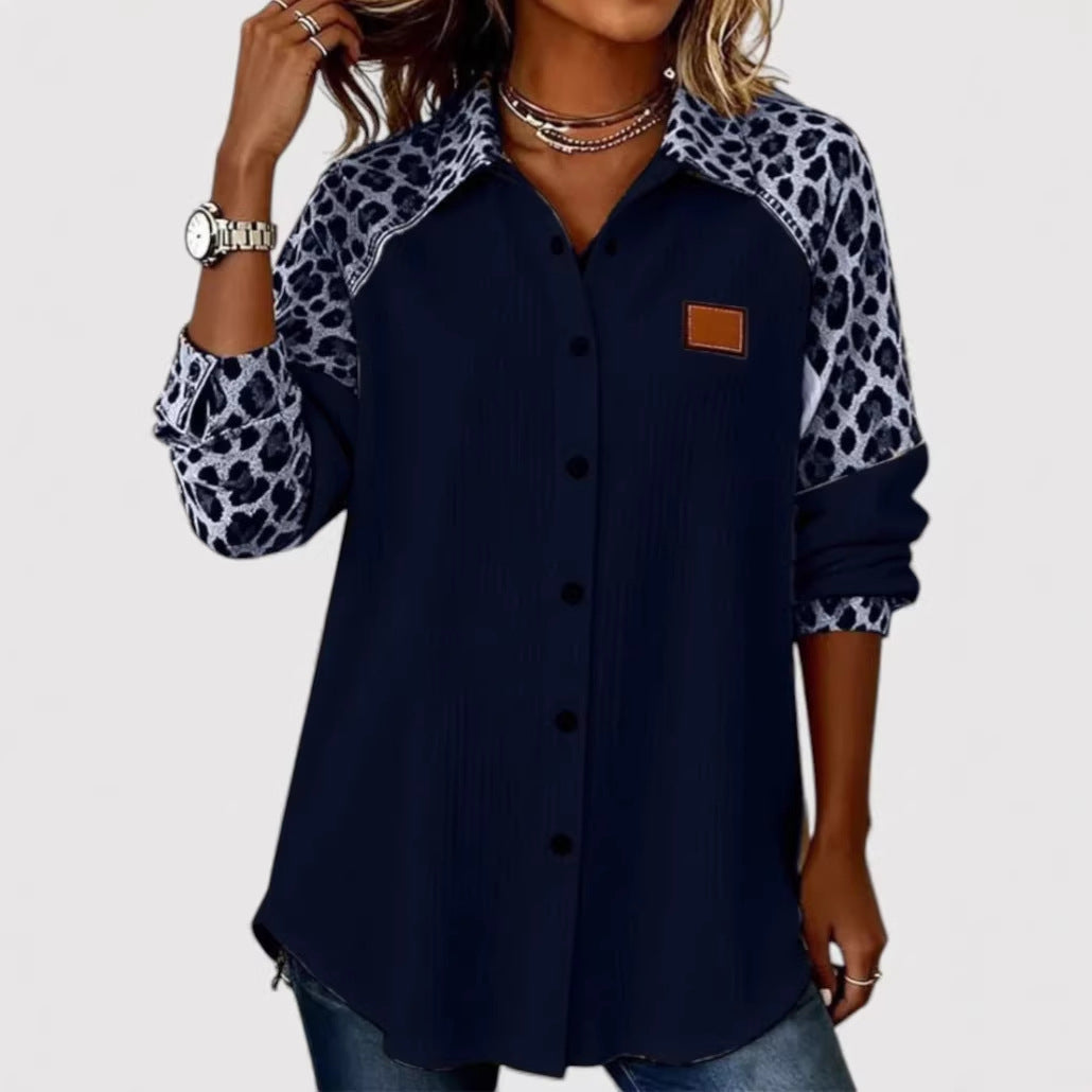 Damen Modisches Langarmshirt mit Animal-Print – Avérine