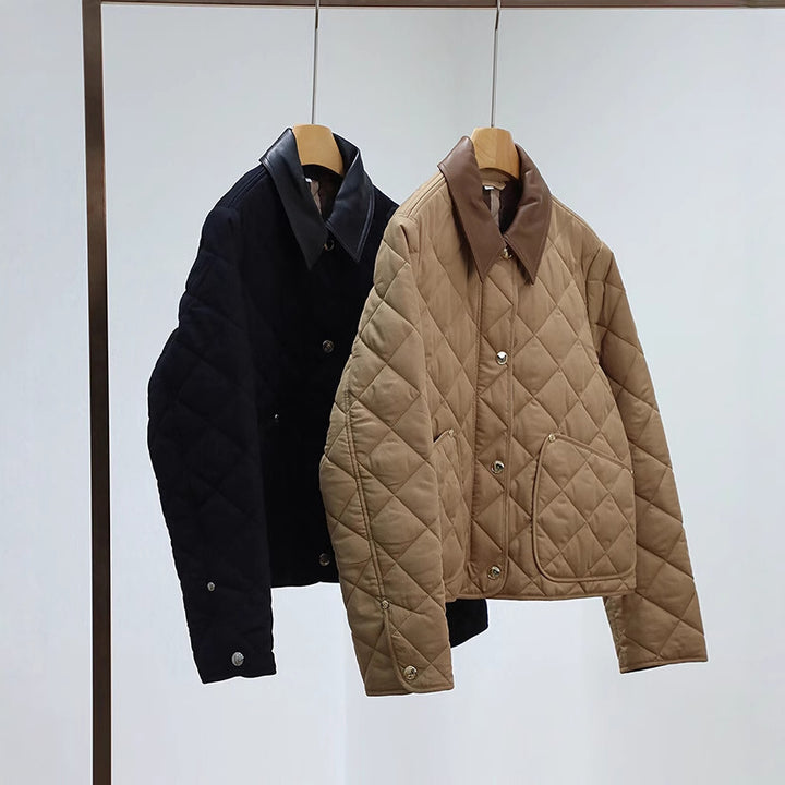Damen Steppjacke mit hochwertigem Lederkragen Echoarchiv