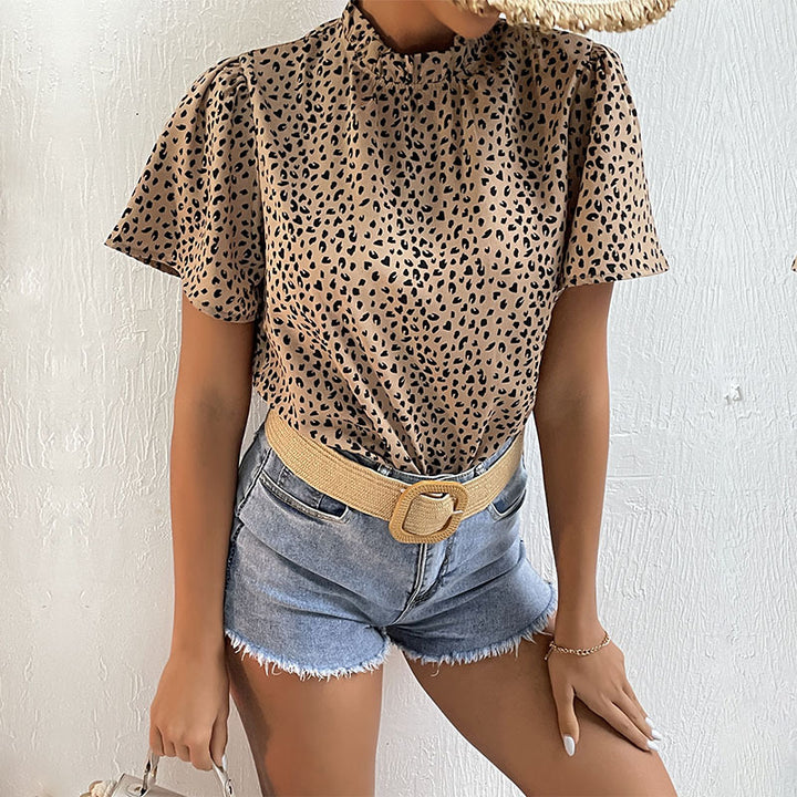 Damen Elegante Kurzarmbluse mit Leopardenmuster Echo Archiv