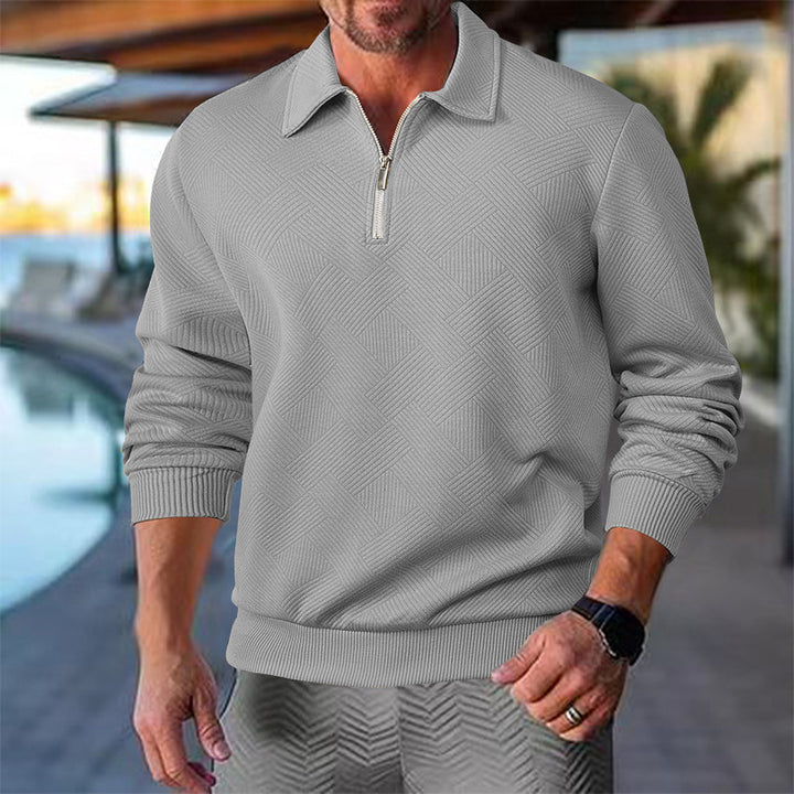 Herren pullover mit Reißverschluss und strukturiertem Design Echoarchiv