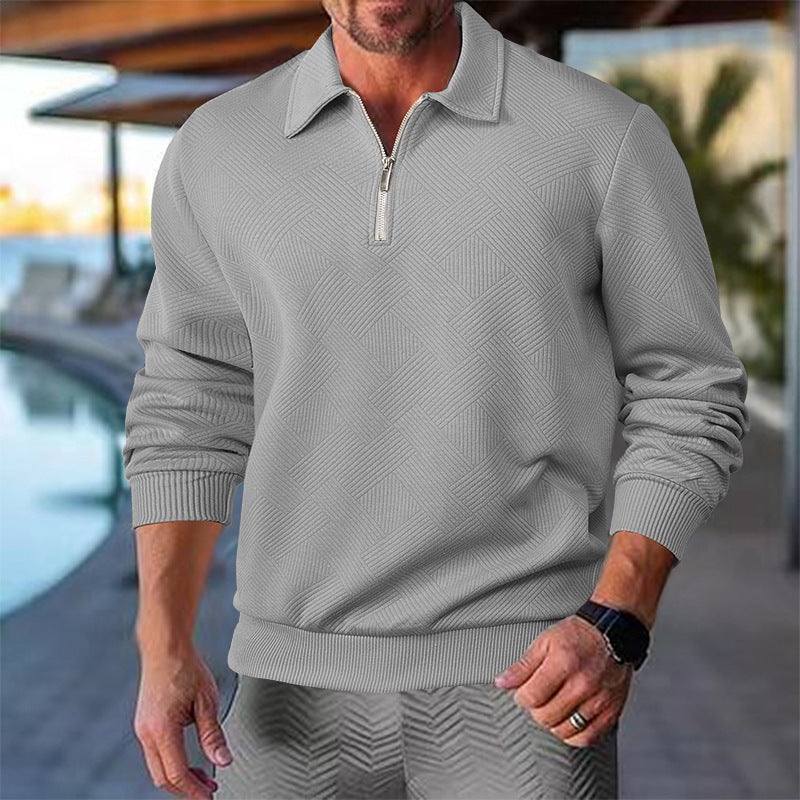 Herren Strickpullover mit kurzer Reißverschlussfront und strukturiertem Design Echoarchiv