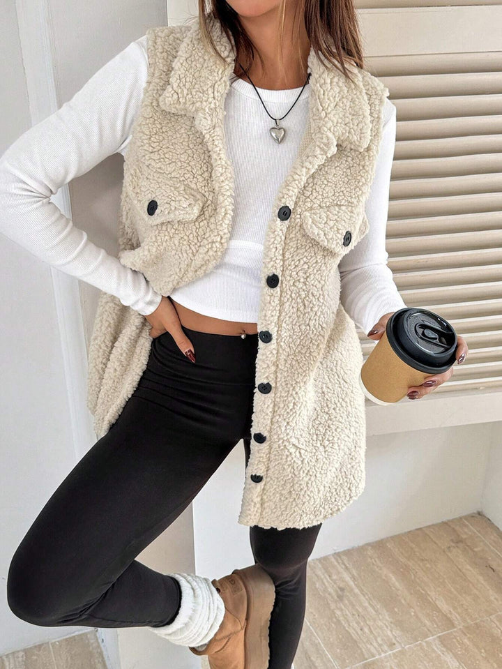 Damen Teddy-Weste mit Taschen Echoarchiv