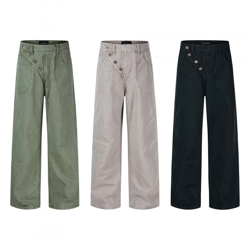 Damen Weite High-Waist-Hose mit asymmetrischer Knopfblende und aufgesetzten Taschen Echo Archiv