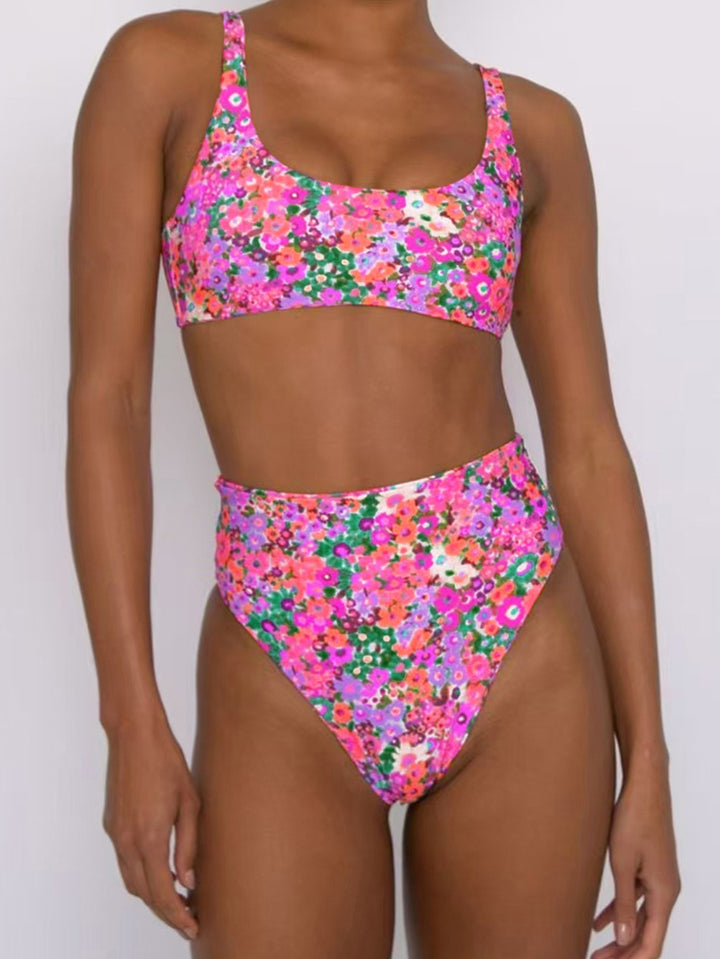 Damen Hochtailliertes Bikini-Set mit floralem Design Echo Archiv
