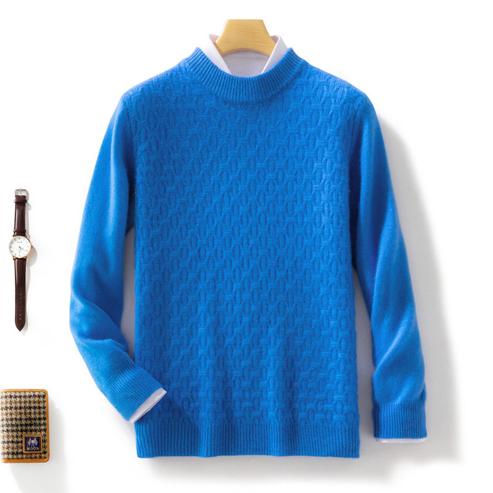 Damen Strukturierter Mockneck-Pullover im Kaschmir‑Look mit geometrischer Wabenstruktur Echoarchiv
