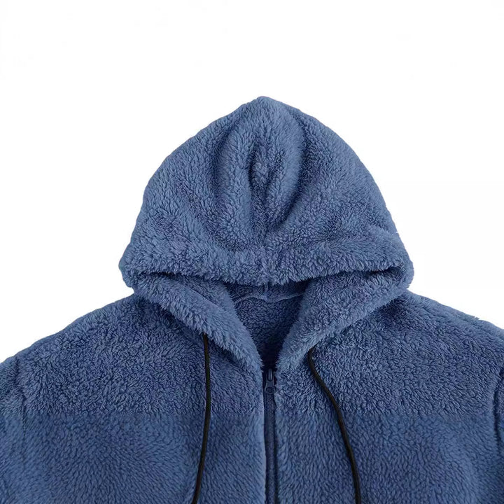 Herren kuschelige Fleecejacke mit Kapuze und seitlichen Taschen Echoarchiv