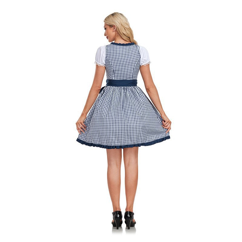Damen nan kurzes traditionelles Dirndlkleid mit Schnürung, Puffärmeln und Schleifenschürze Echo Archiv